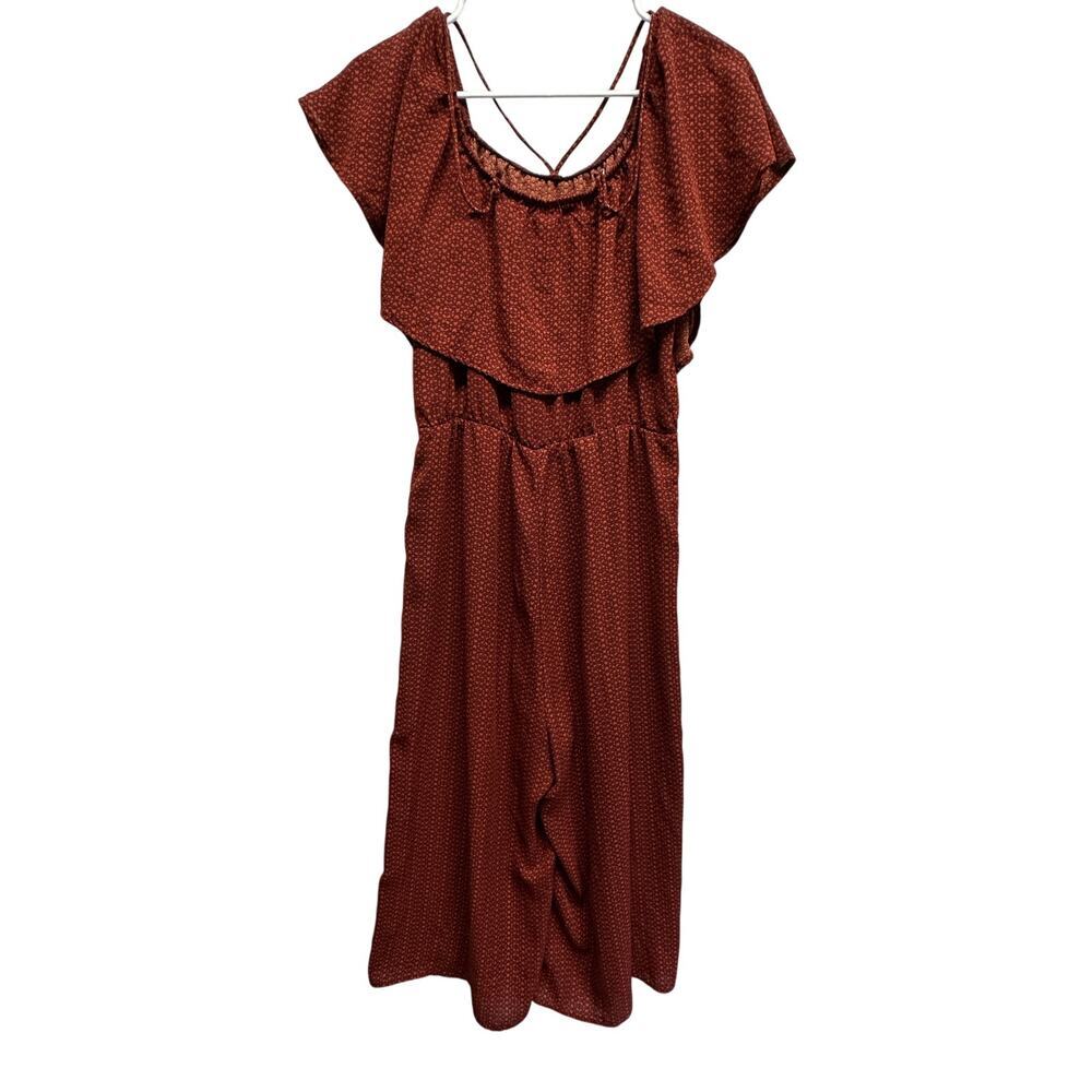 Rust Red Heart Print Flutter Sleeve Romper Lots O… - image 7